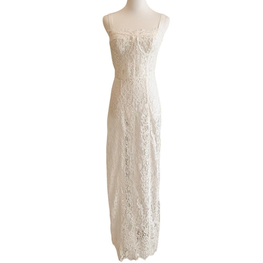 Helsa The Lace Column Dress White - Picture 14 of 16